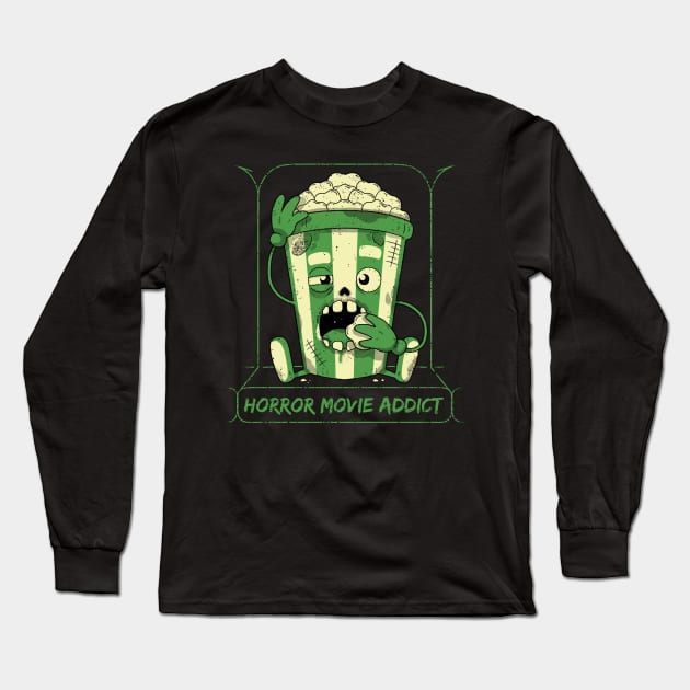 Horror Movie Addict Long Sleeve T-Shirt by danielmorrisdraws